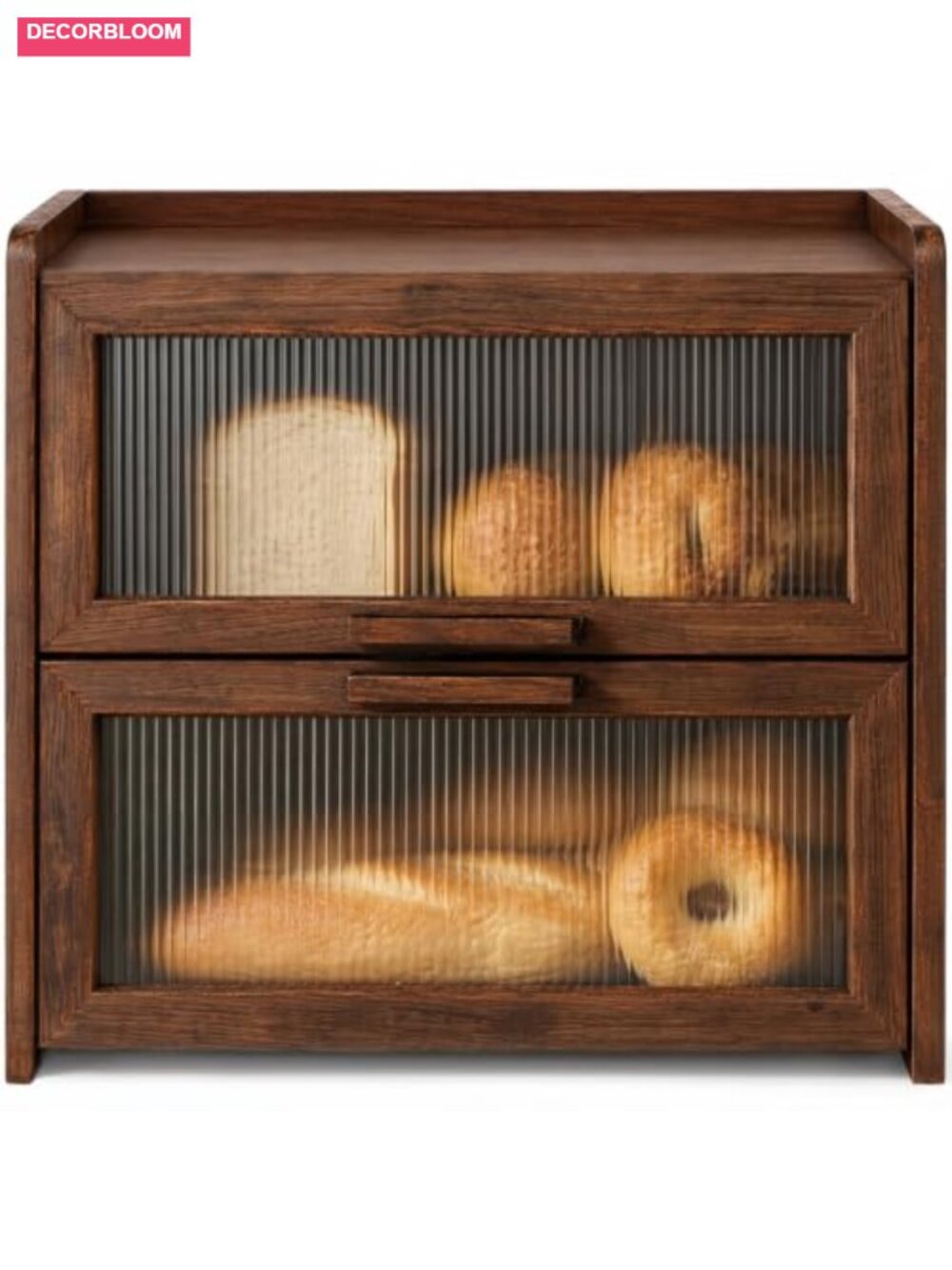 Wooden 2-Tier Bread Box for Kitchen, Large Storage, Pine, Farmhouse Style
